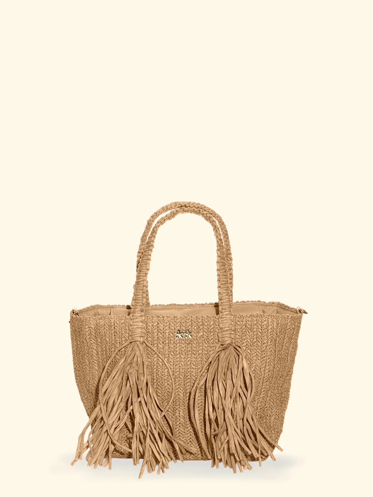 F**K - Borsa in paglia con frange donna