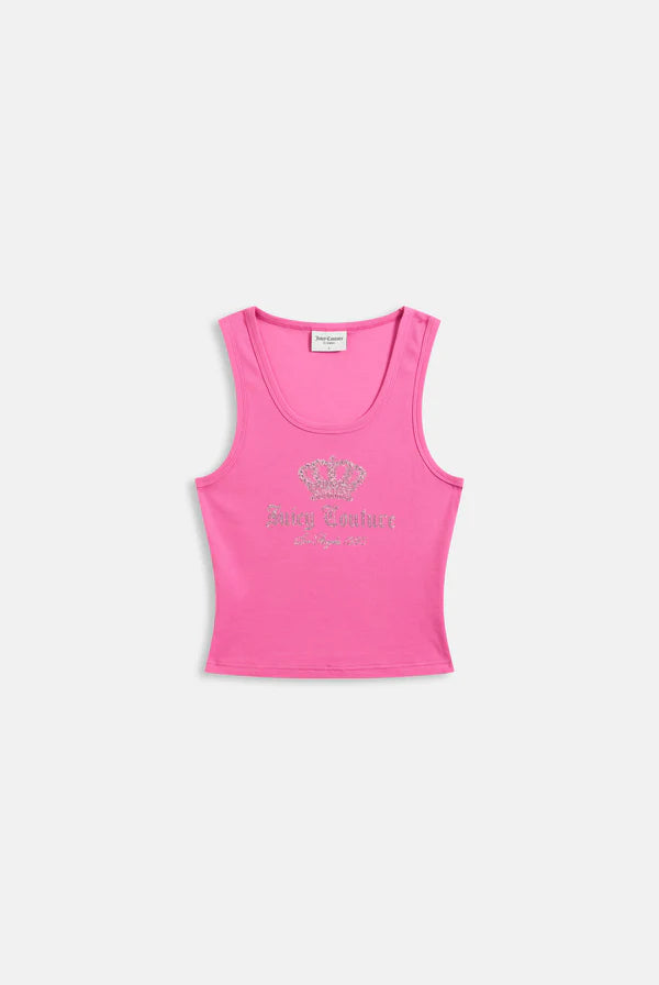 JUICY COUTURE - Canotta con logo e corona in strass donna