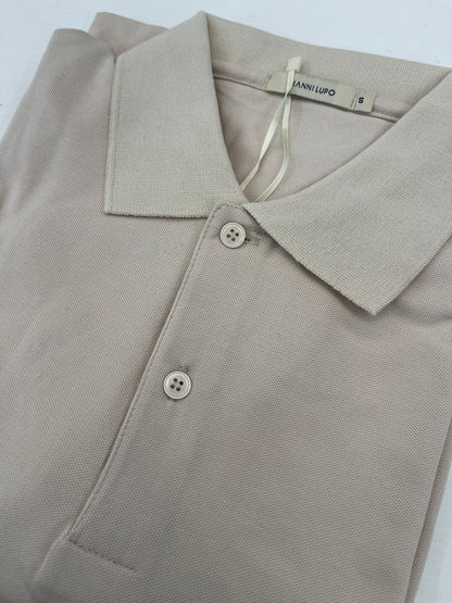 GIANNI LUPO - Polo beige doppio bottone e colletto uomo