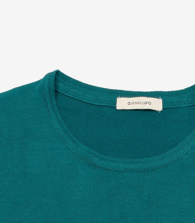 GIANNI LUPO - Maglioncino verde smeraldo girocollo uomo