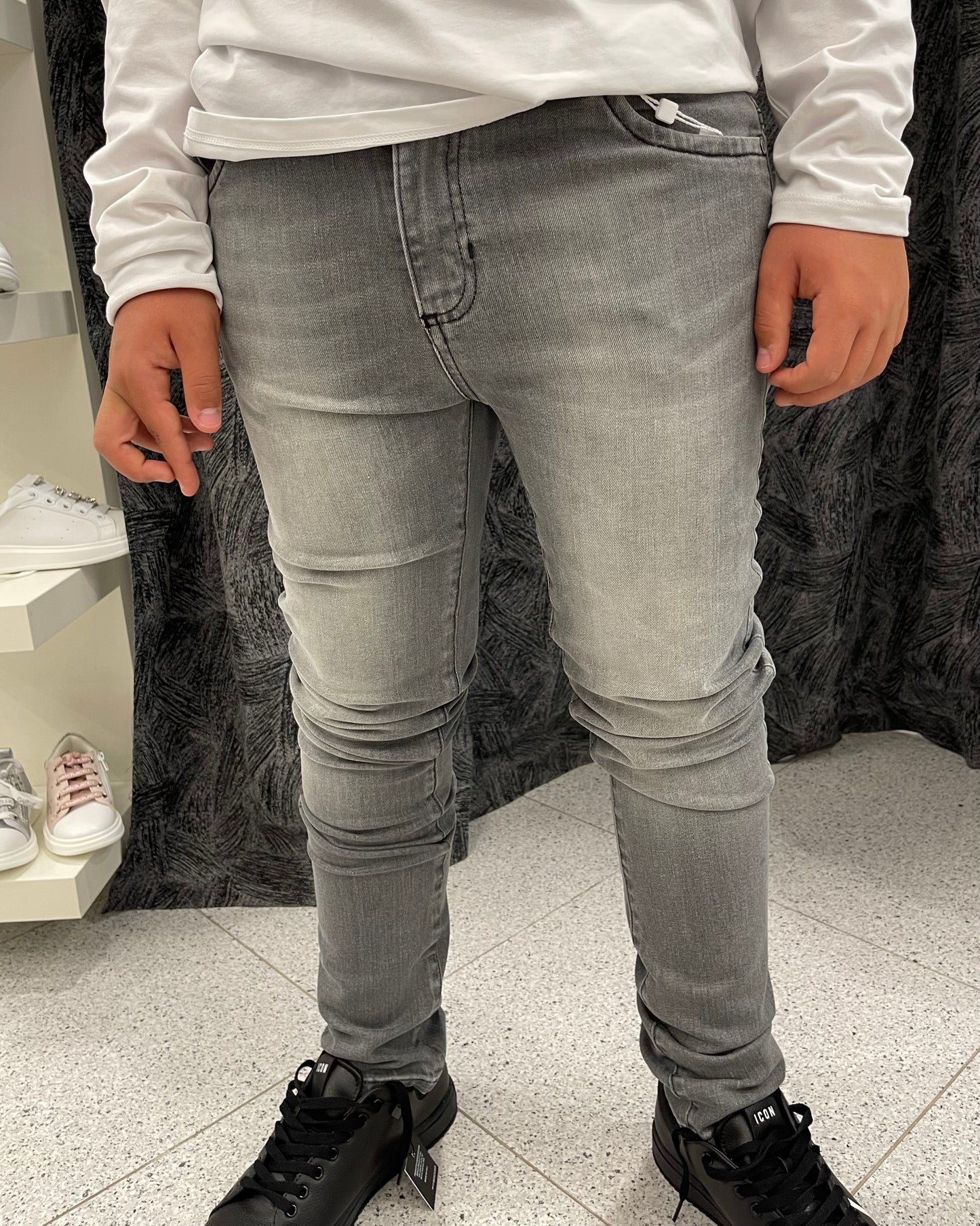 BIKKEMBERGS -  Jeans grigio chiaro sfumato bambino