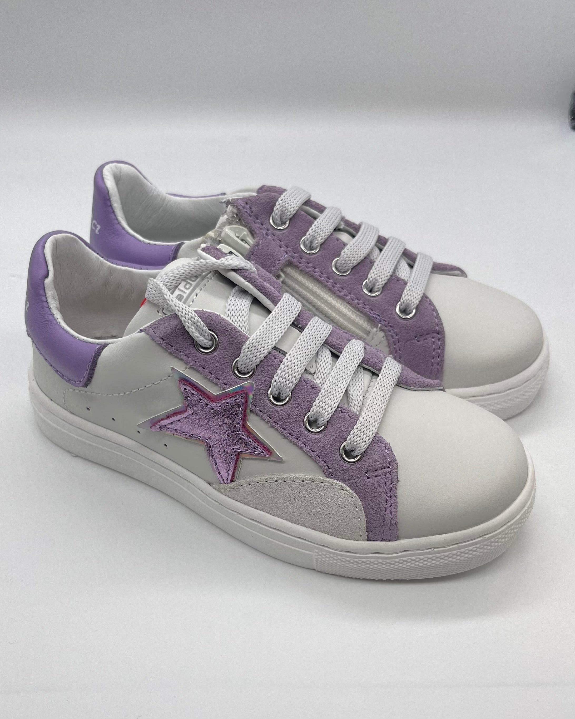 BALDUCCI - Sneakers bianca e lilla con stella olografica