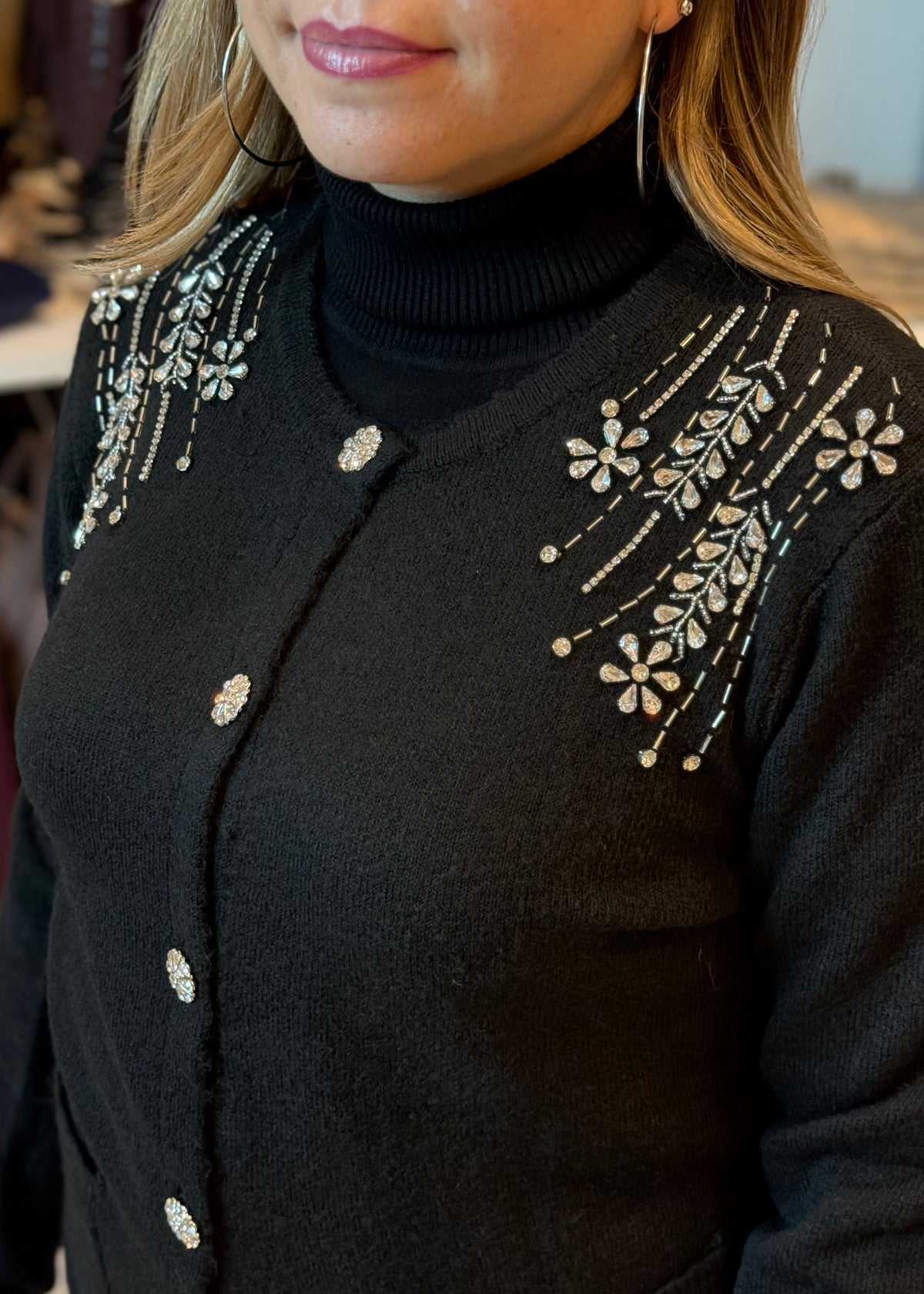 KORALLINE - Cardigan con strass donna