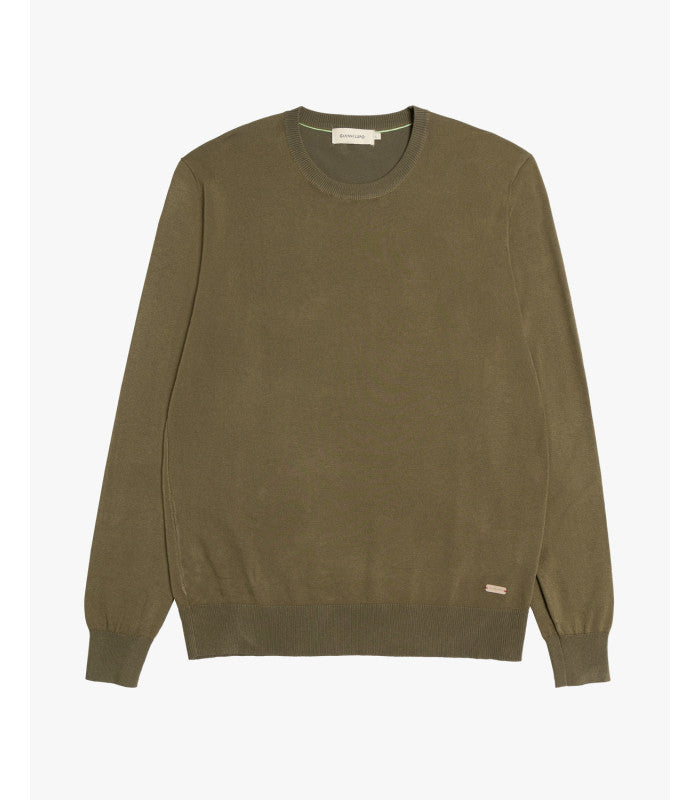 GIANNI LUPO - Maglioncino verde militare girocollo in cotone uomo