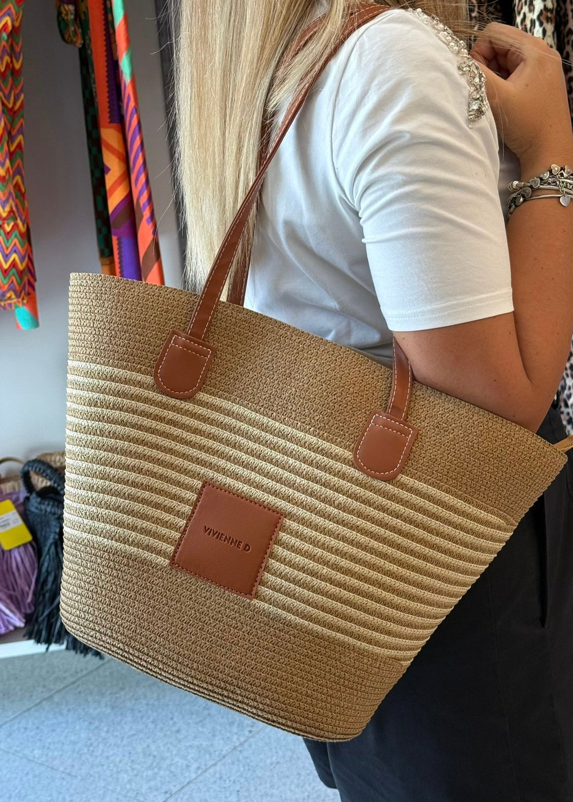 VIVIENNE D - Borsa in paglia donna