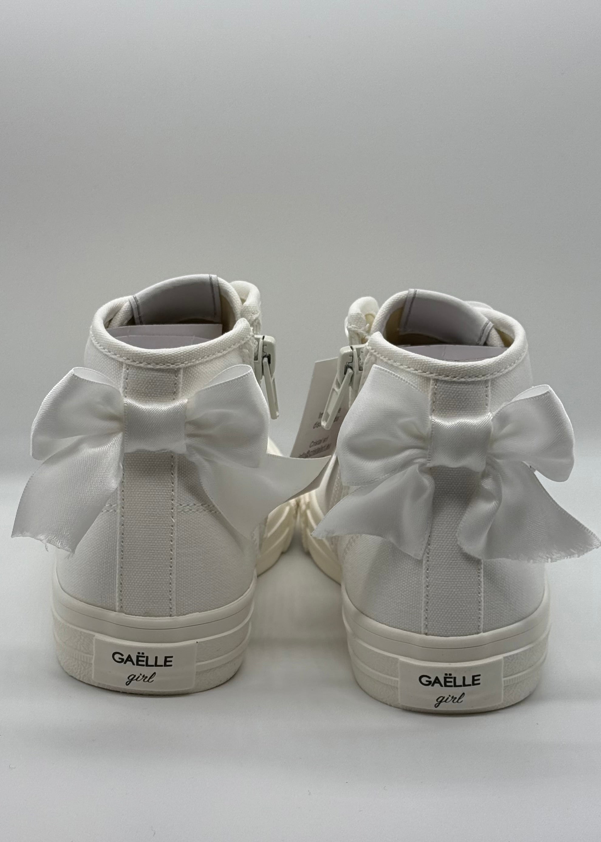 GAELLE - Sneakers bianca con fiocco in raso bambina