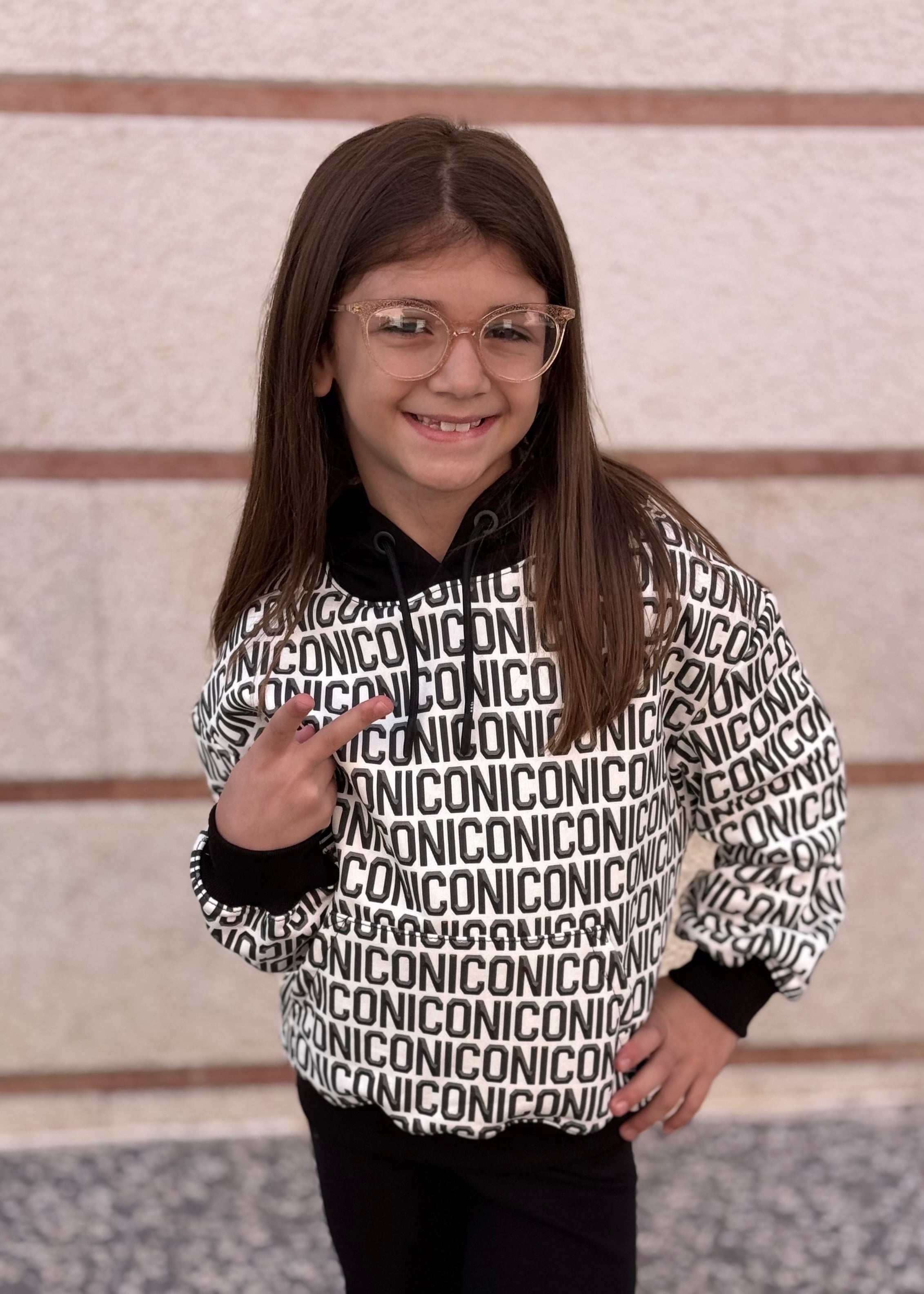 ICON - Felpa logata con cappuccio bambina