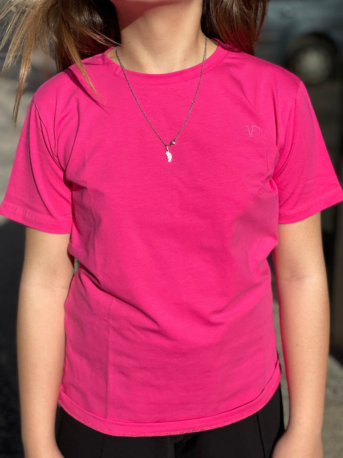 FUN FUN - T-shirt fucsia con logo tono su tono