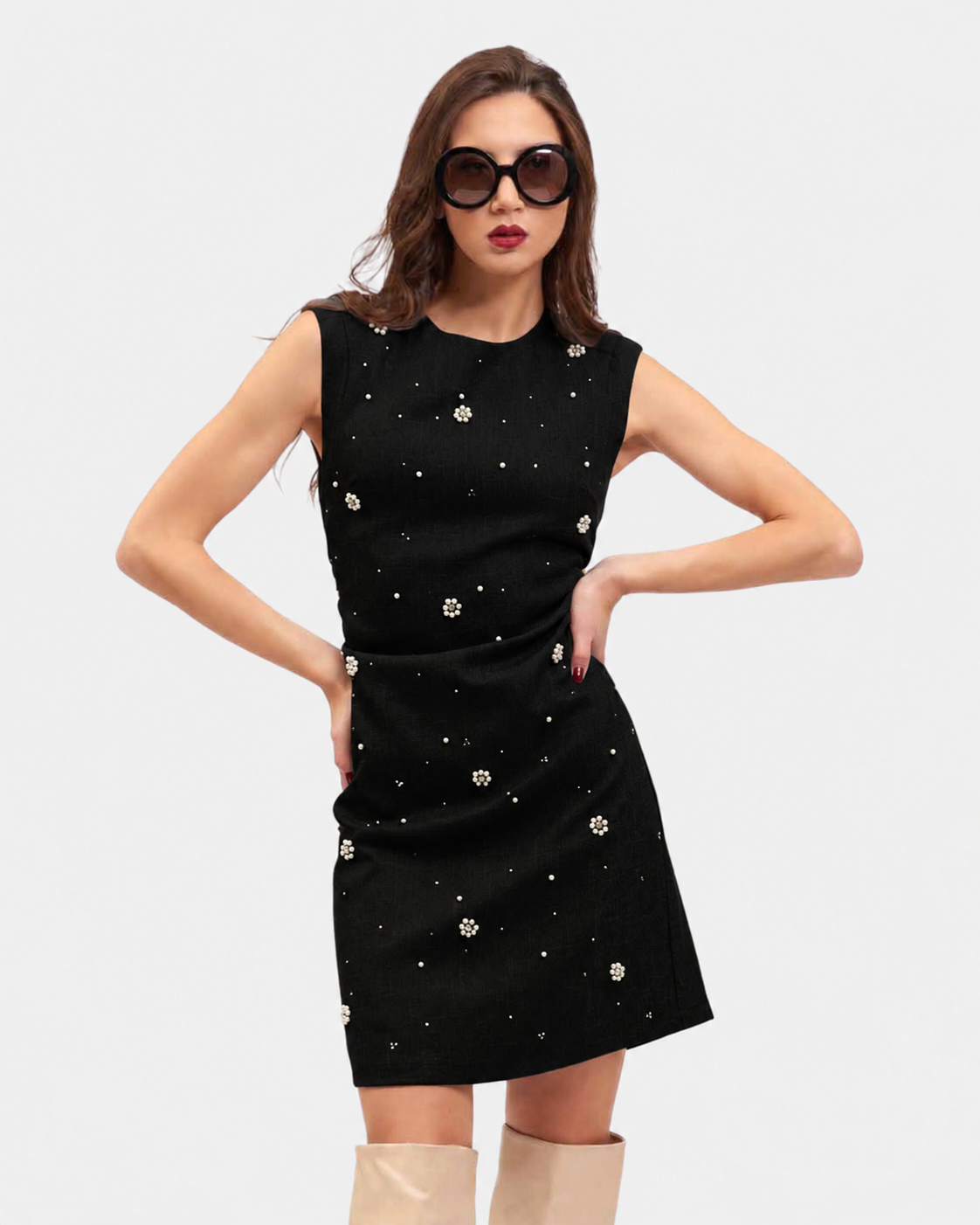 KORALLINE - Vestito con dettagli in strass e perle donna