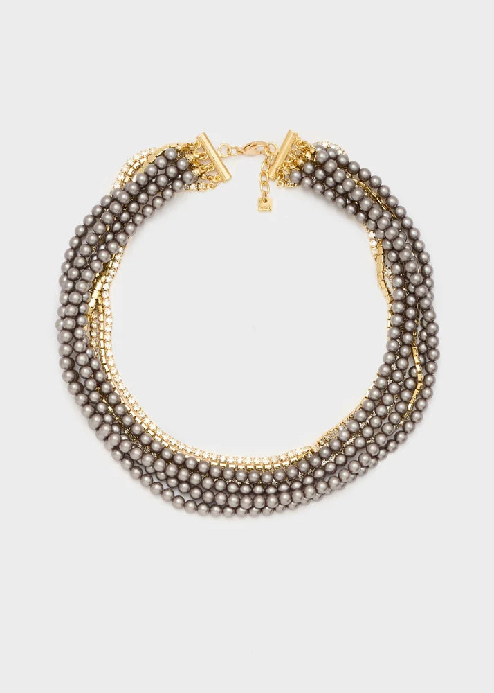 NALI - Collana Emi corta con mix di perle e strass