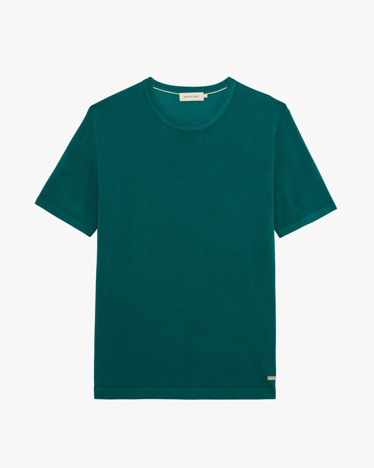 GIANNI LUPO - T-Shirt in maglia smeraldo