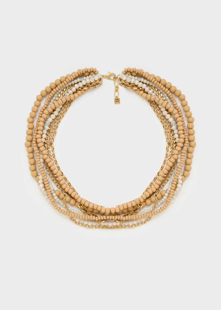 NALI - Collana multifilo in legno con pietre
