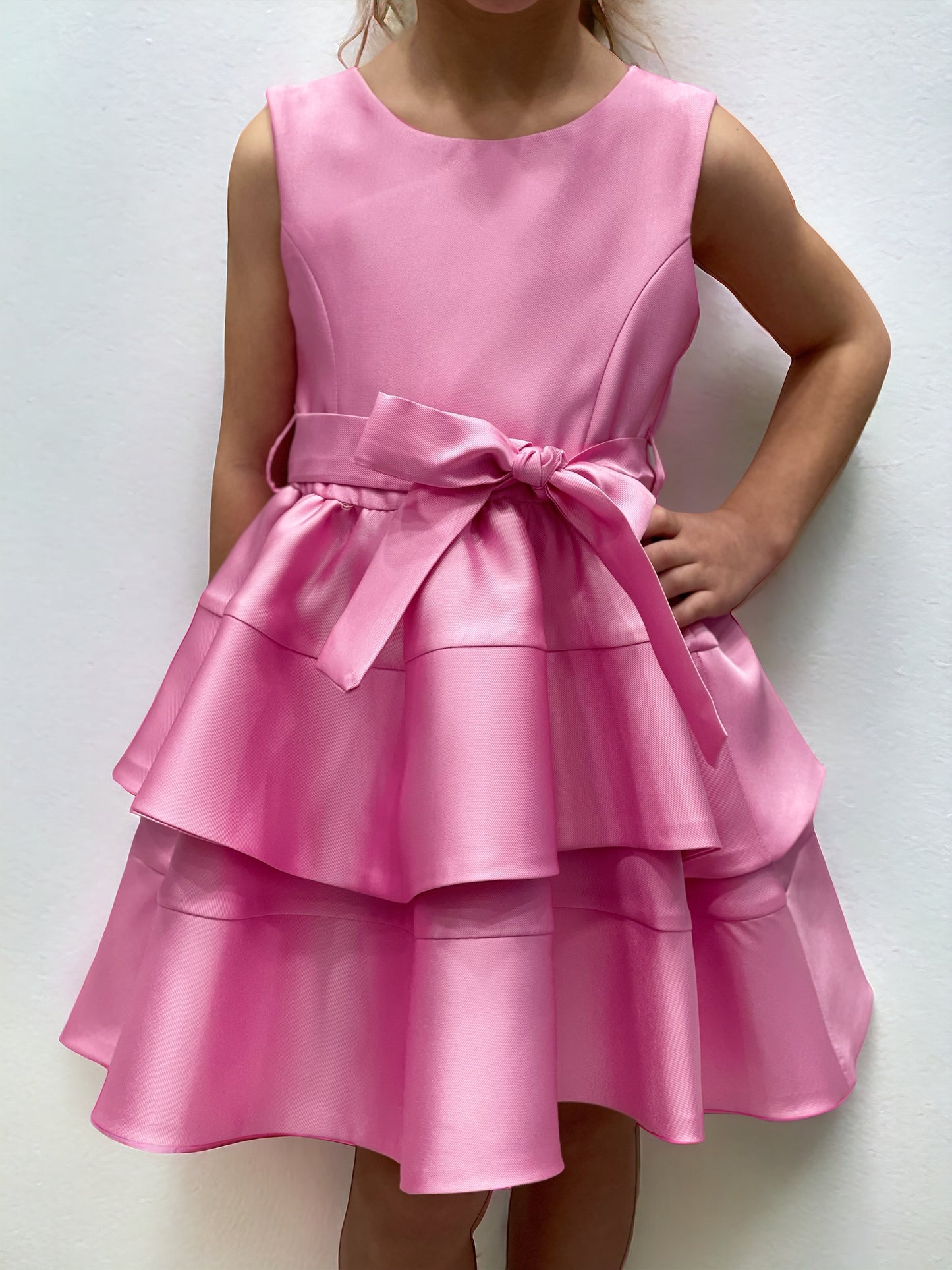 FUN FUN - COUTURE - Abito rosa barbie a balza con cintura bambina