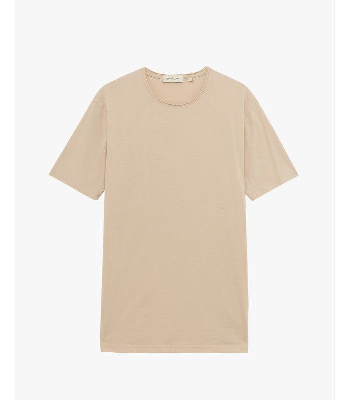 GIANNI LUPO - T-Shirt a mezza manica con orli a taglio vivo beige