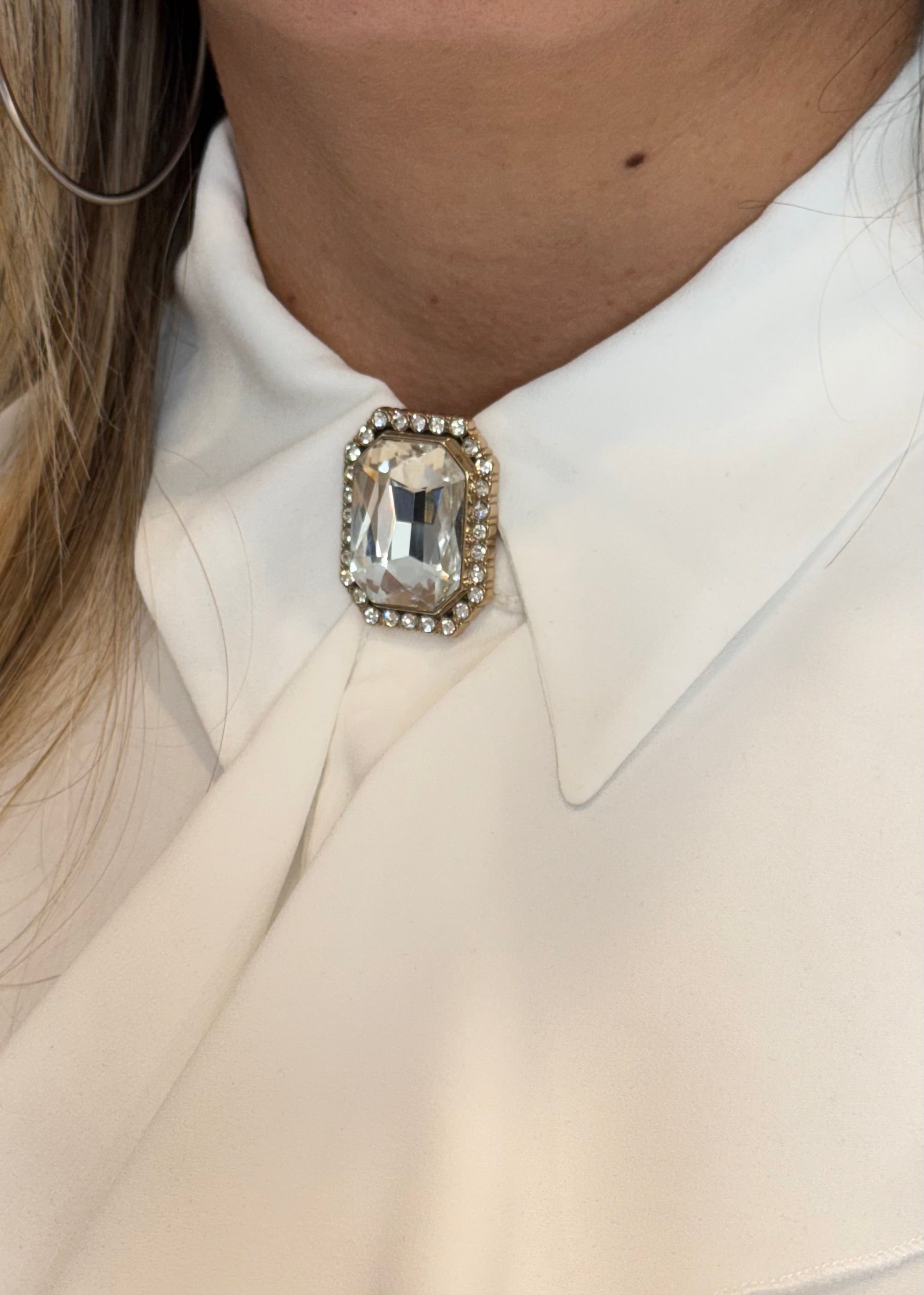 DIGITAL - Camicia con rouge e bottoni gioiello donna