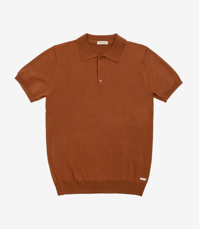 GIANNI LUPO - Polo in maglia tabacco uomo