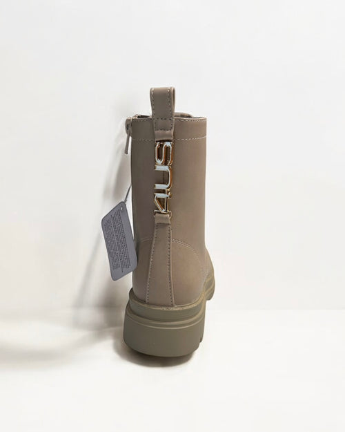 4US BY CESARE PACIOTTI - Anfibio beige con maxi logo oro sul retro