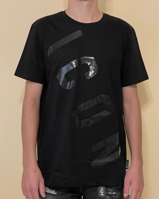 ICON - T-shirt nera uomo con logo nero