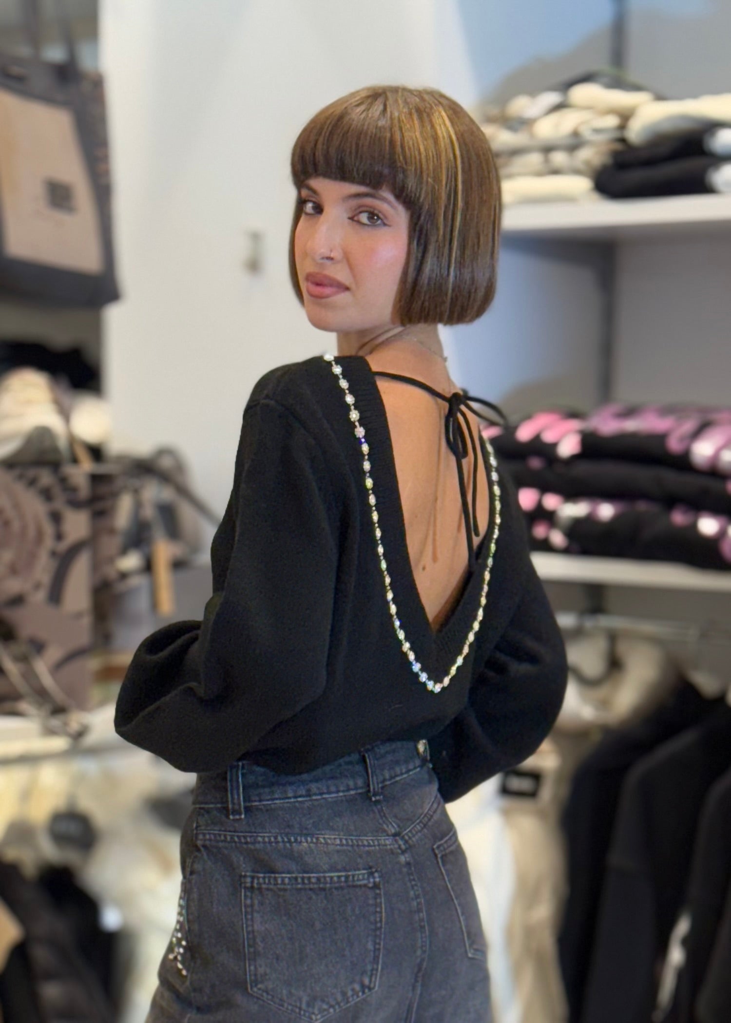 TRASH AND LUXURY - Maglia in lana con applicazioni in strass donna