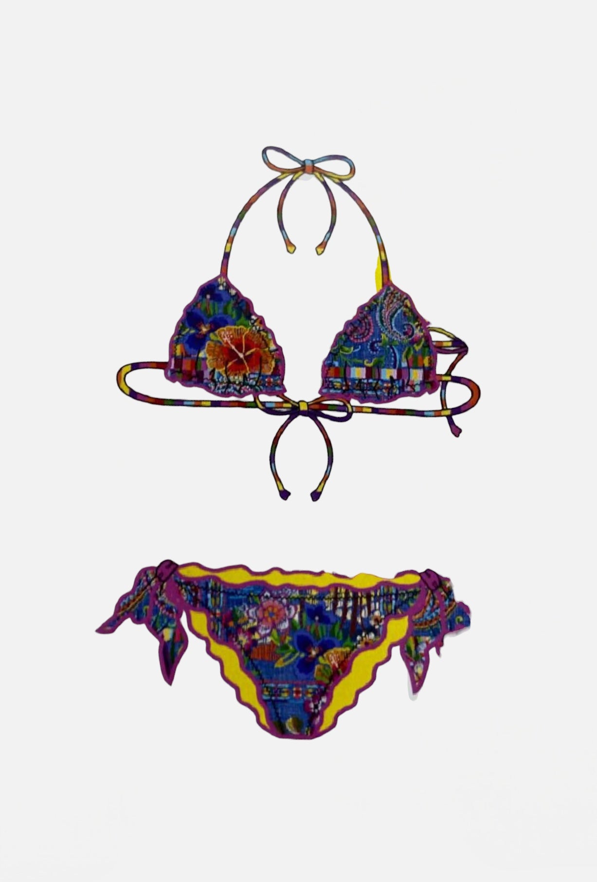 4GIVENESS - Bikini triangolo con slip regolabile DENIM MEXICAN bambina