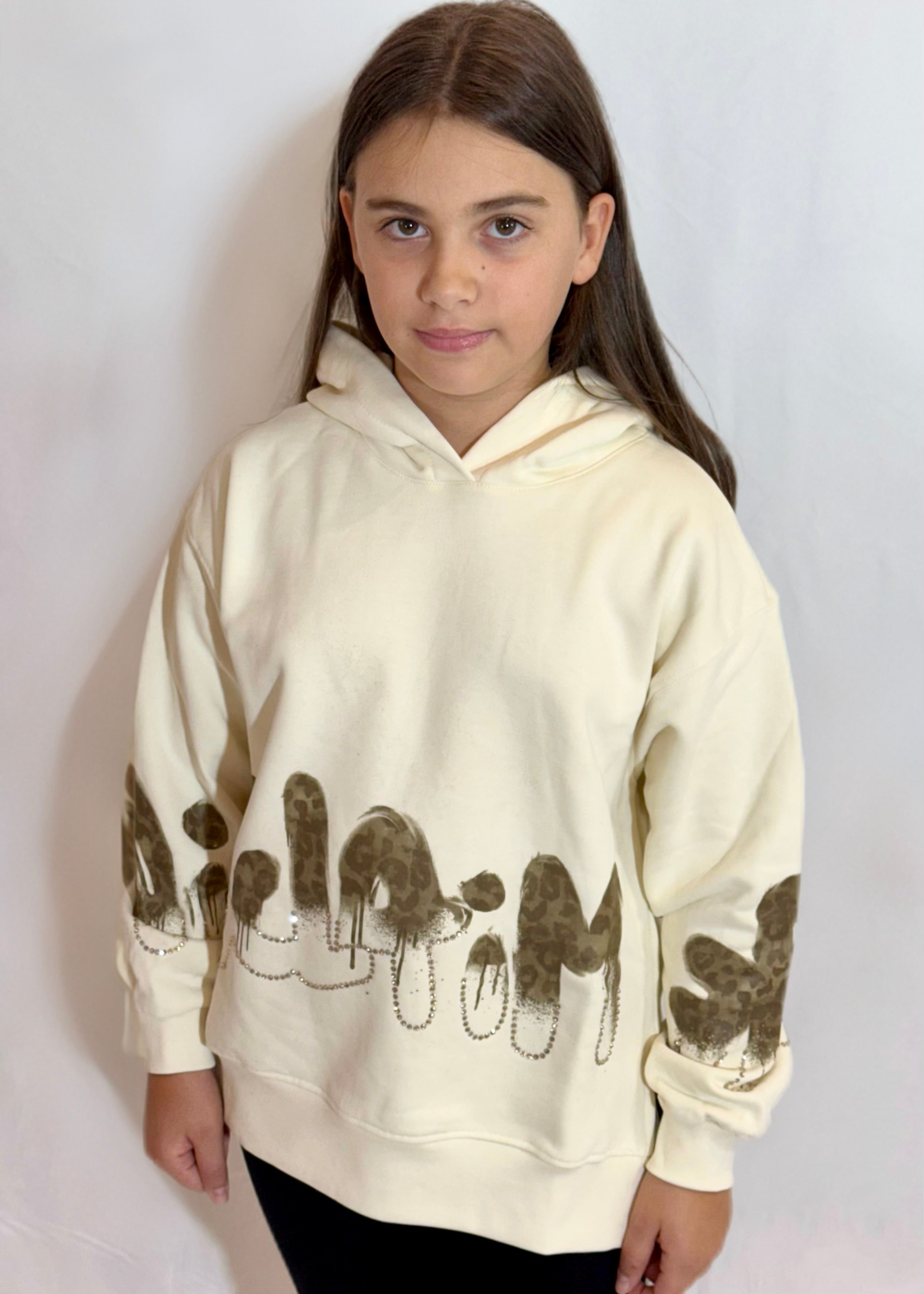 DISCLAIMER - Felpa con cappuccio e logo maculato bambina