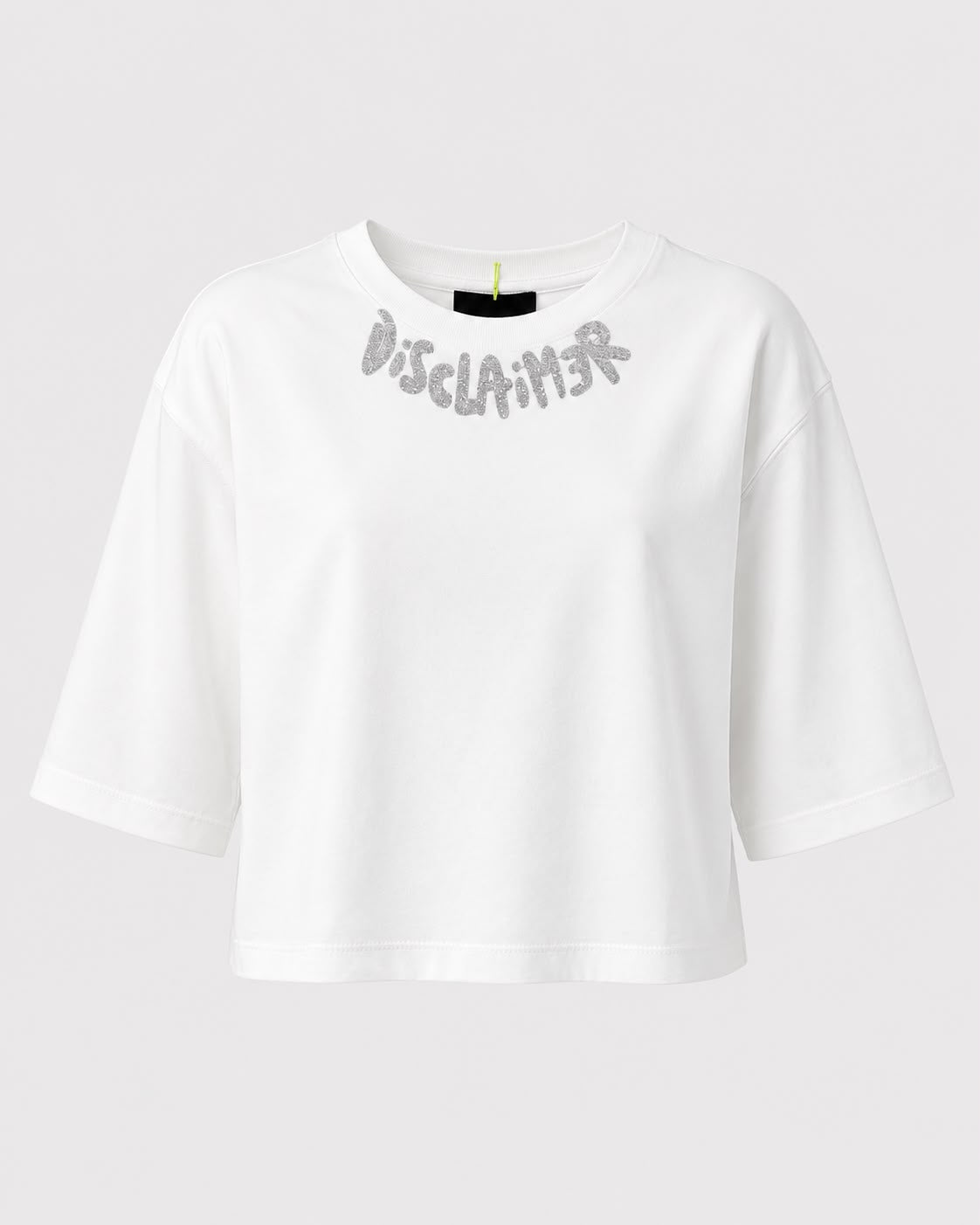 DISCLAIMER - T-shirt crop con logo in strass bambina
