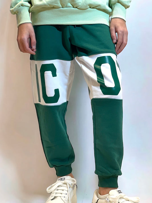 ICON - Pantalone verde con maxi logo bianco  bambino