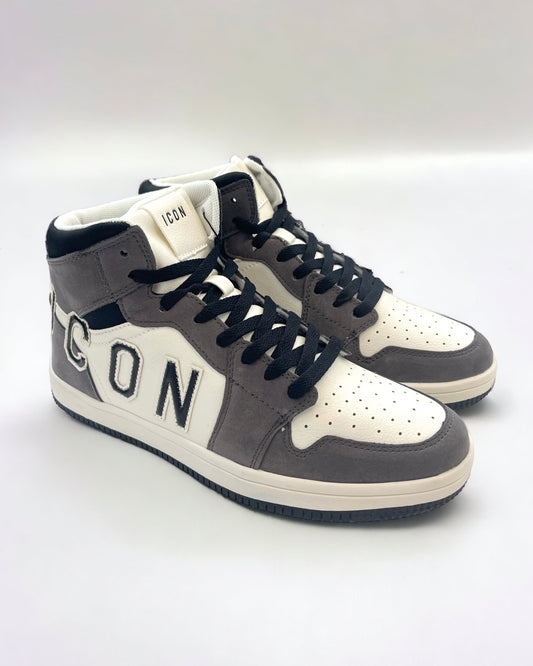 ICON - Sneakers alta grigia e bianca con logo