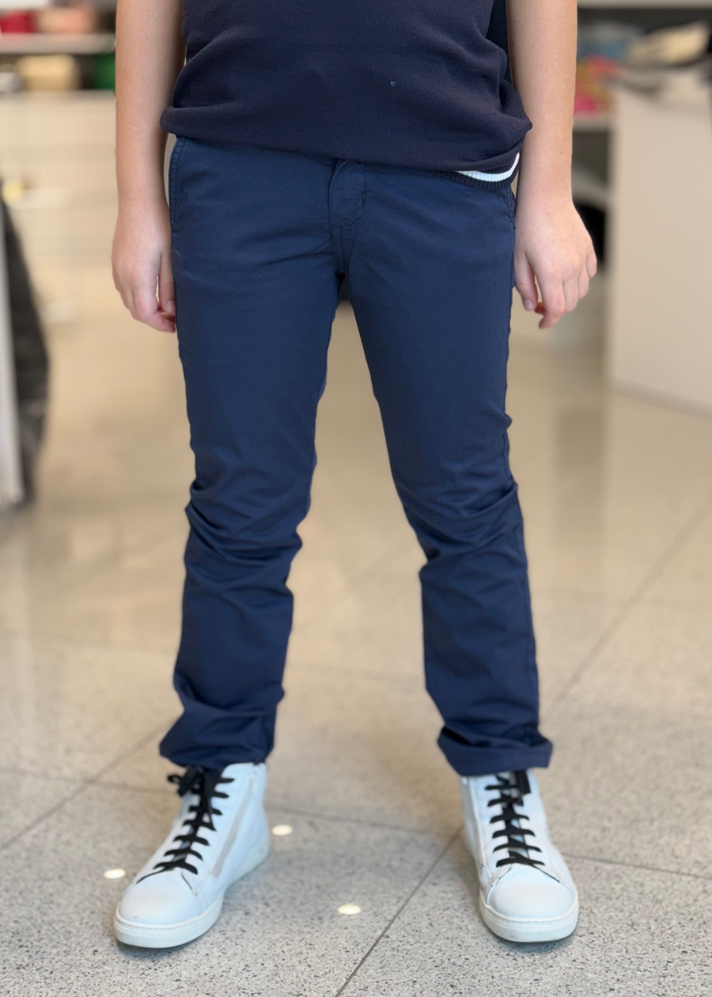 NEVER TOO - Pantalone blu in cotone bambino