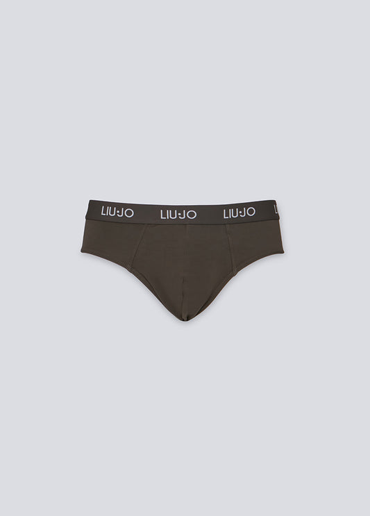 LIU-JO UOMO - Slip grigio scuro con logo bianco confezione da due