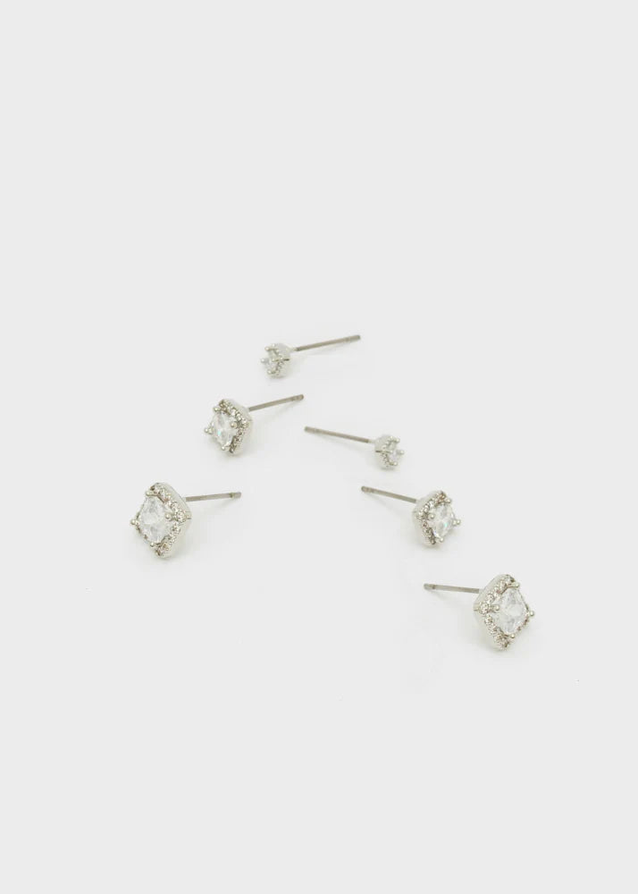 NALI - Orecchini square con zirconi argento