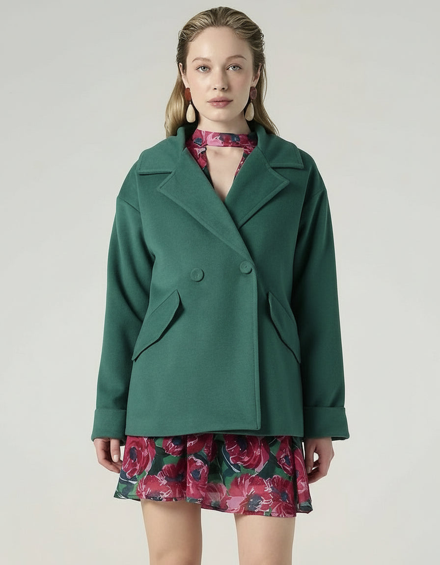 JE-NE - Cappotto verde doppio petto