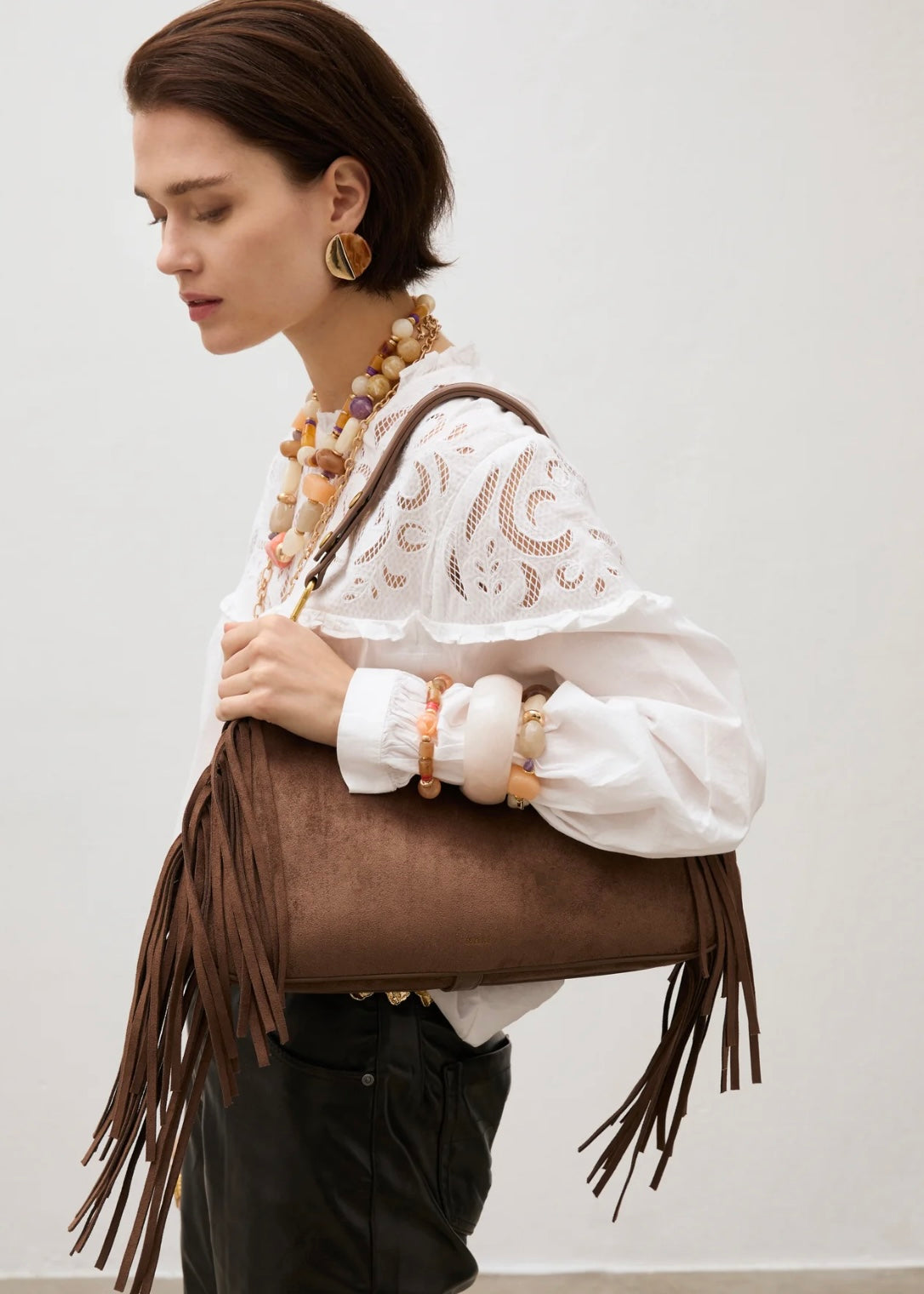 NALI - Borsa DALLAS a spalla con frange