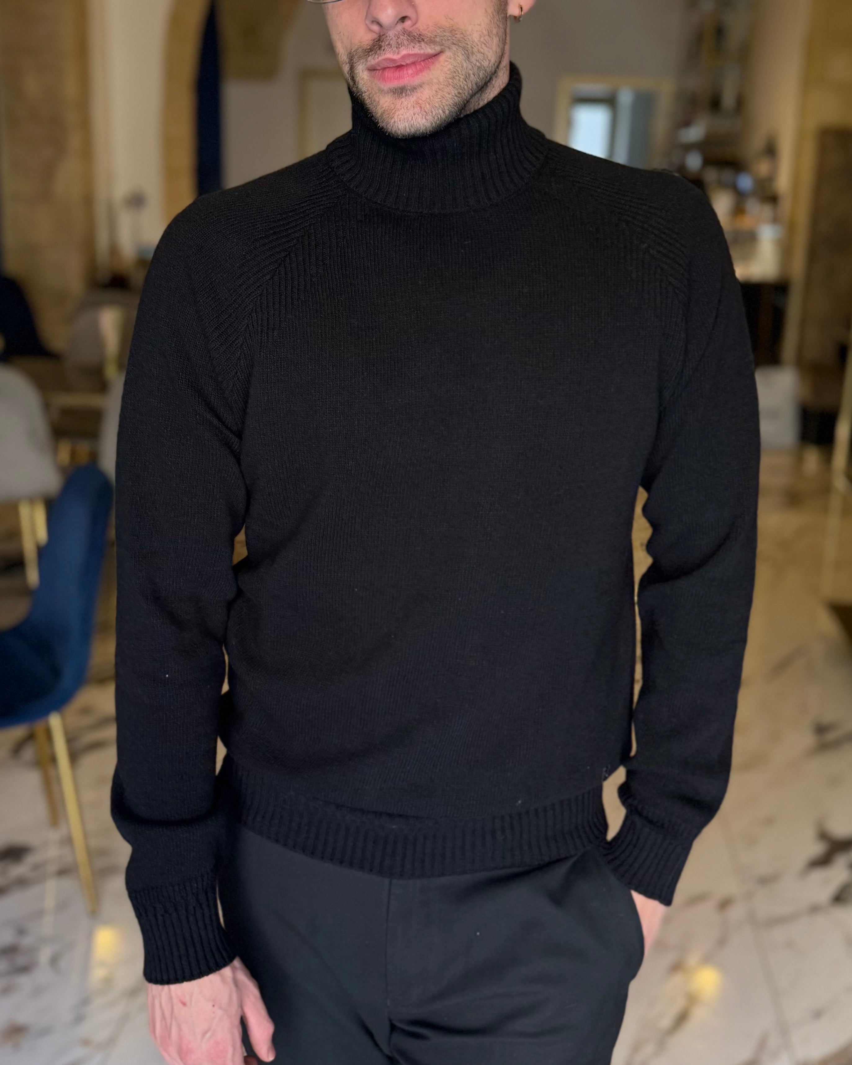 LIU-JO UOMO - Dolcevita nero in lana uomo