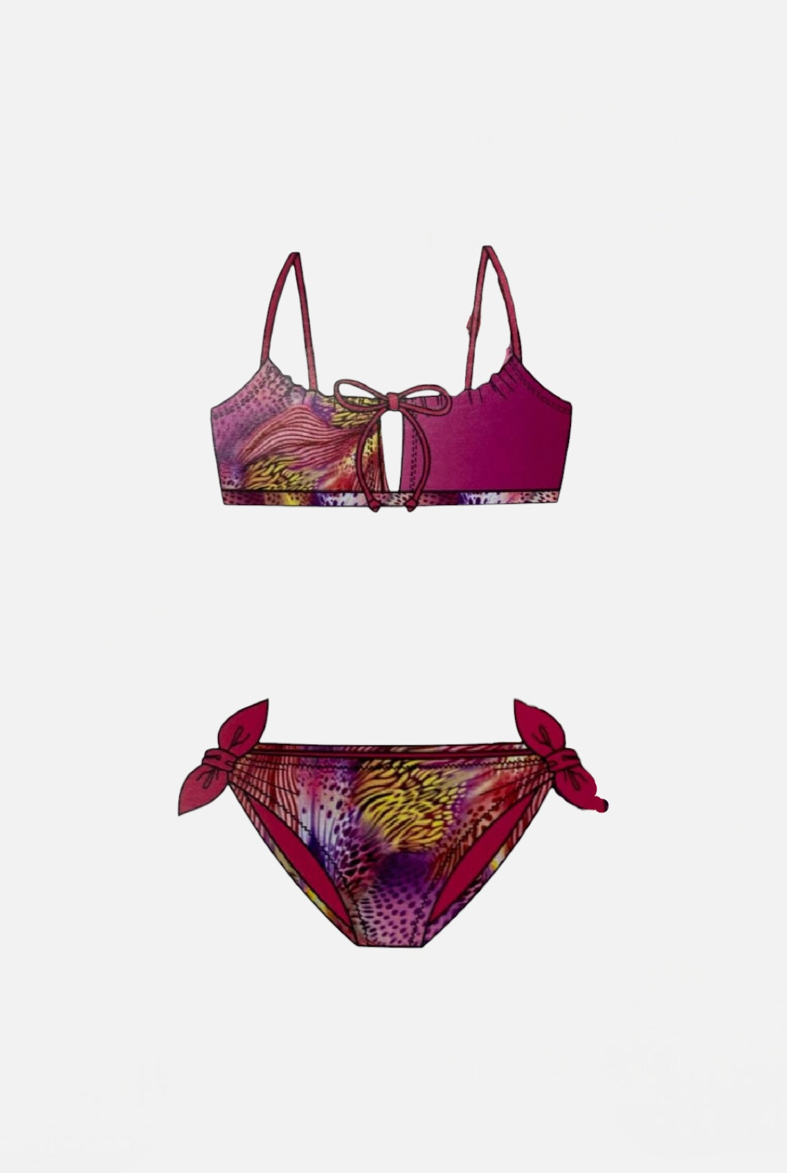 4GIVENESS - Bikini top con slip regolabile PINK BUTTERFLY bambina