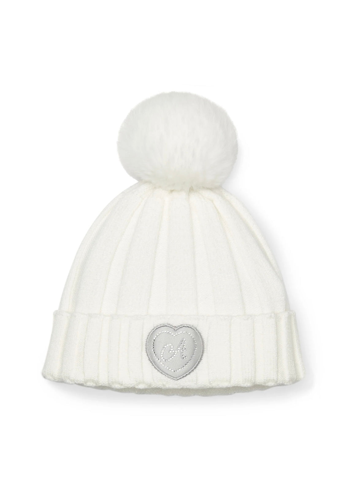 A-DEE - Cappello bianco con pon pon bambina