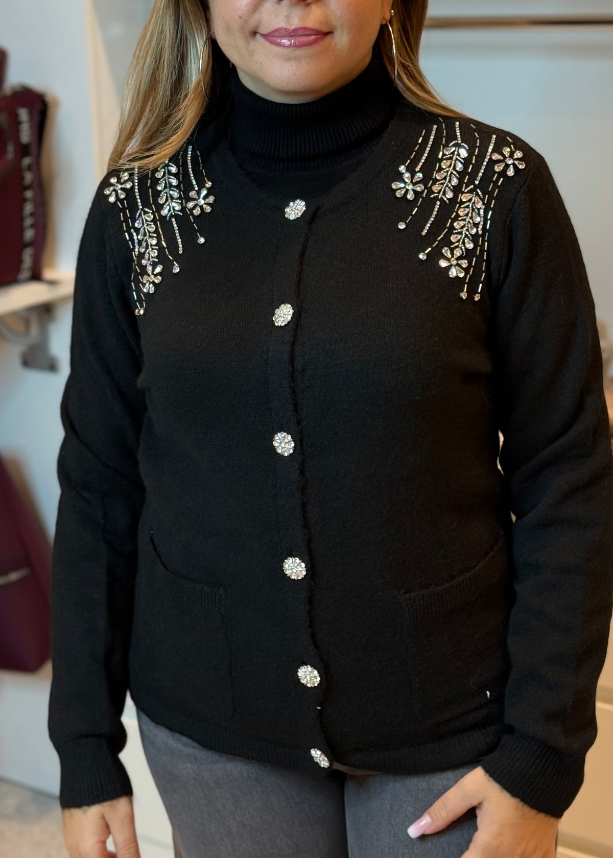 KORALLINE - Cardigan con strass donna