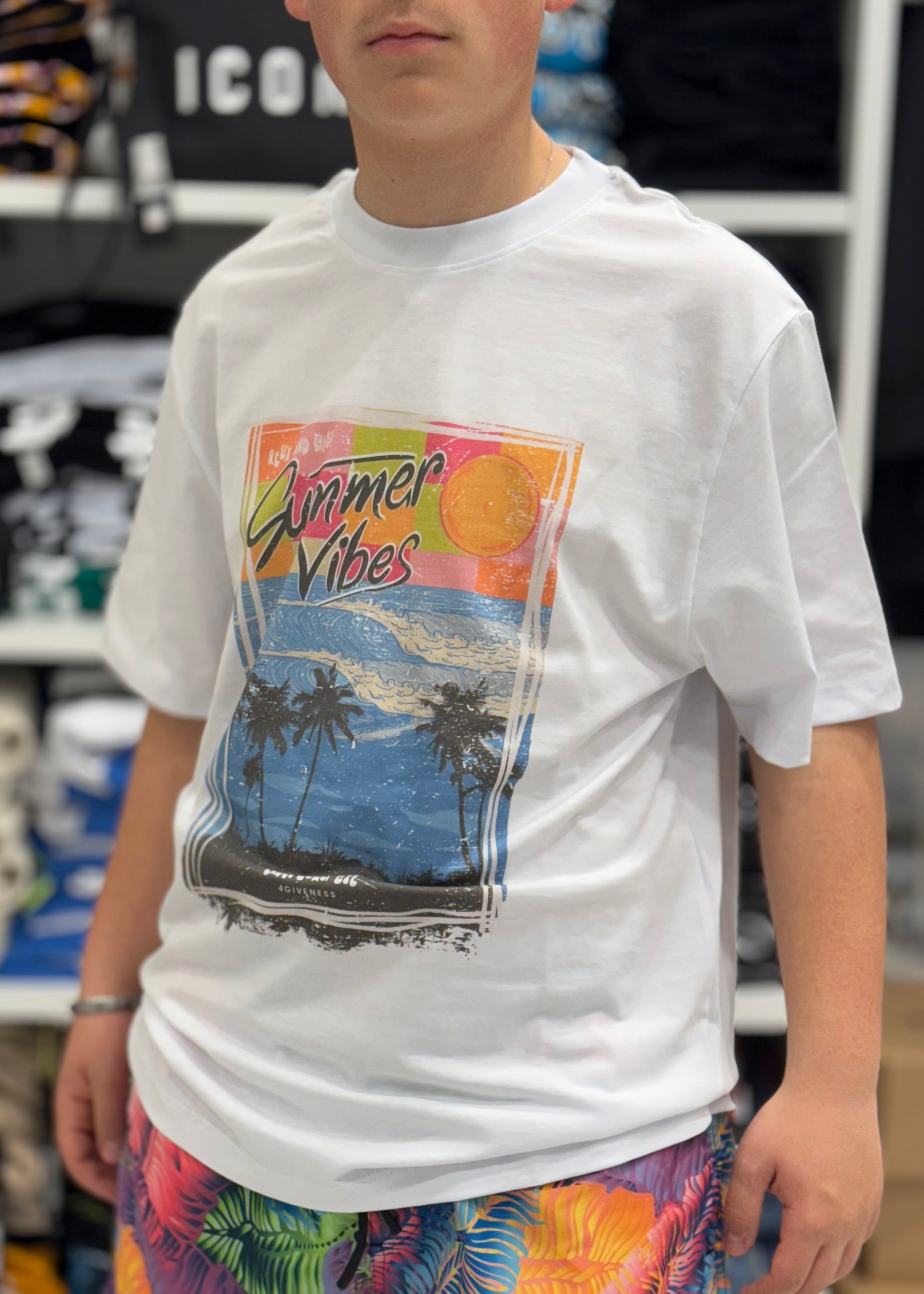 4GIVENESS - T-shirt SUMMUR VIBES bianca uomo