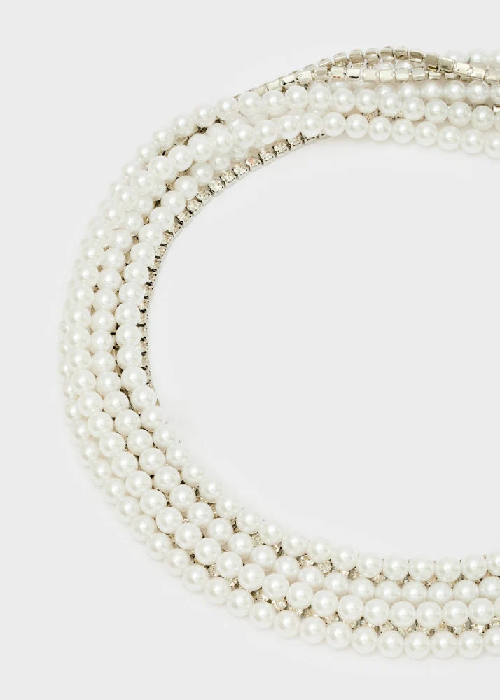 NALI - Collana Emi corta con mix di perle e strass