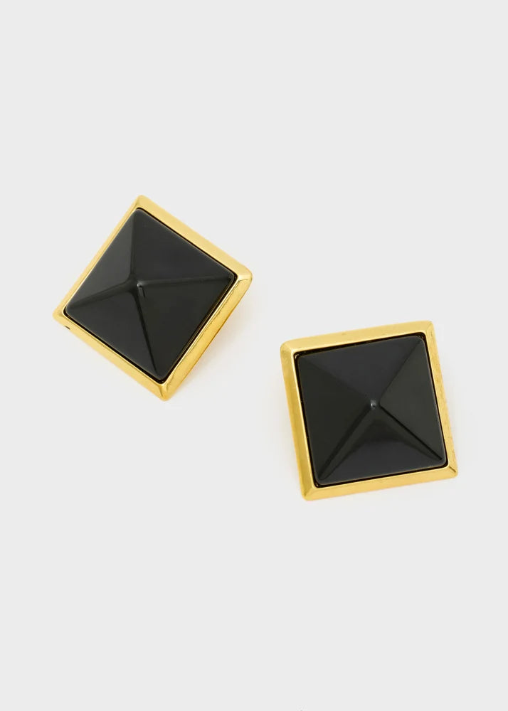 NALI - Orecchini giada piramide con clip