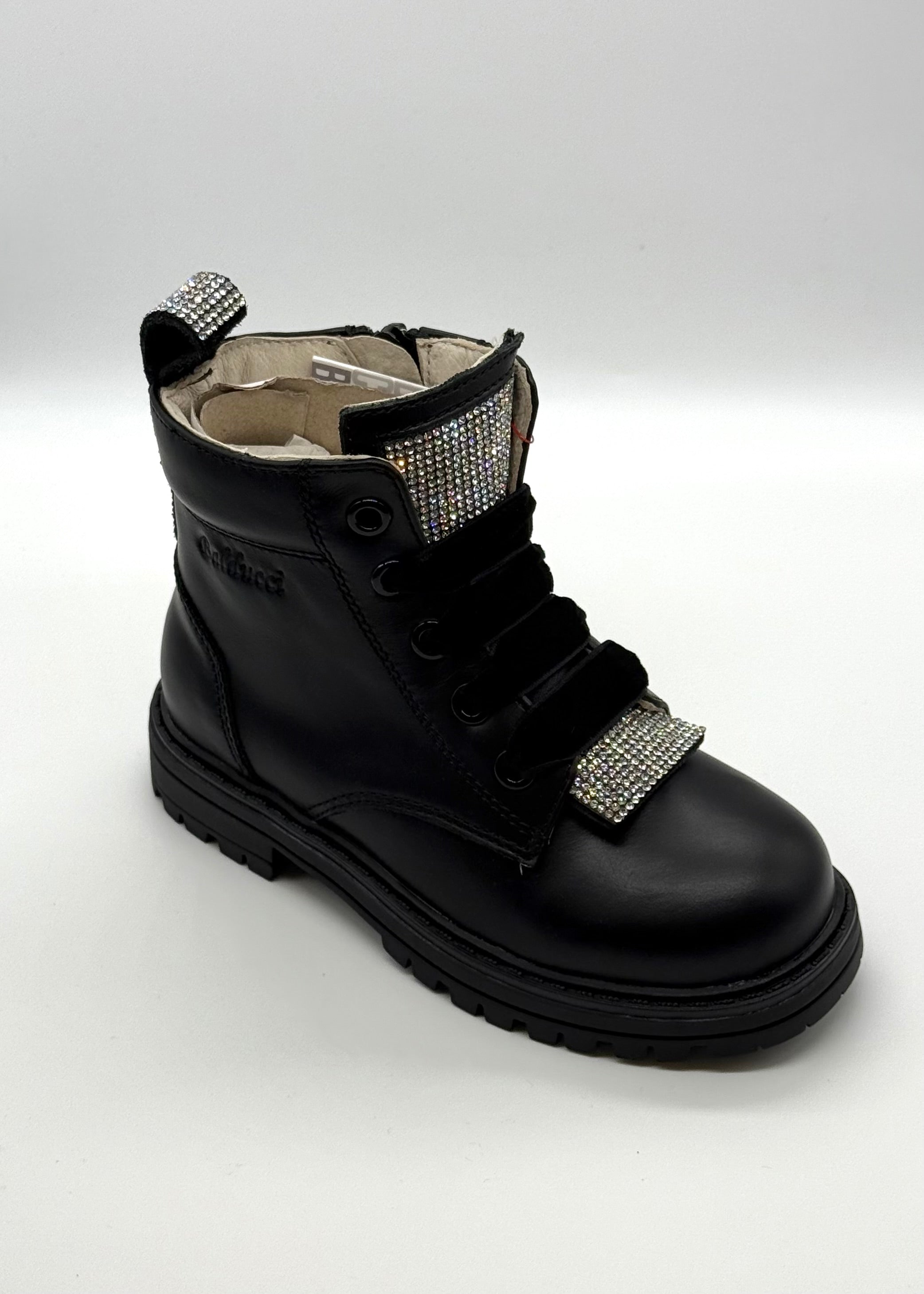 BALDUCCI - Anfibio con strass e lacci in velluto bambina