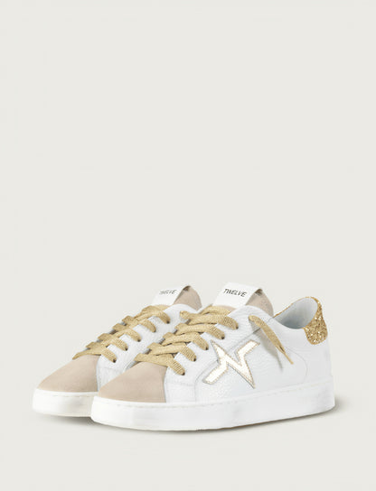 TWELVE - MEMORY FOAM - Sneakers bianca con dettagli oro