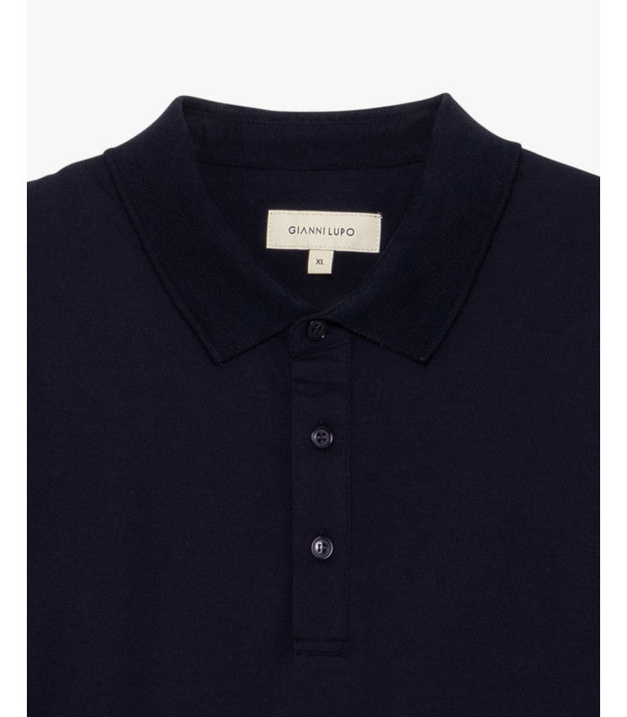 GIANNI LUPO - Polo blu in cotone piquet uomo