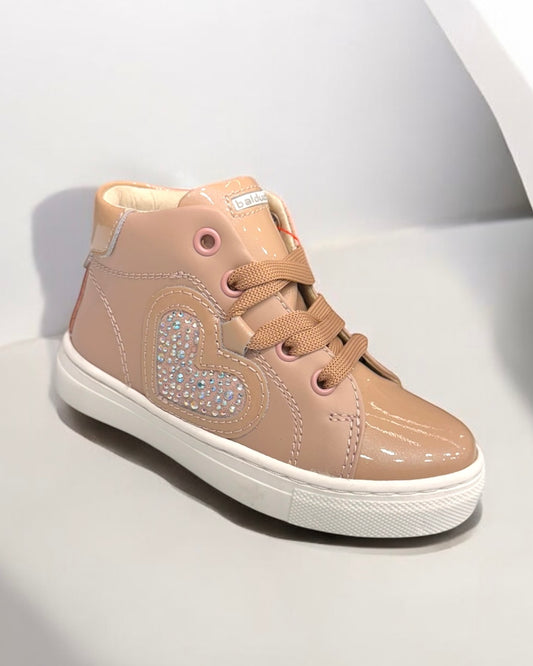 BALDUCCI - Sneaker rosa cipria con cuore in strass