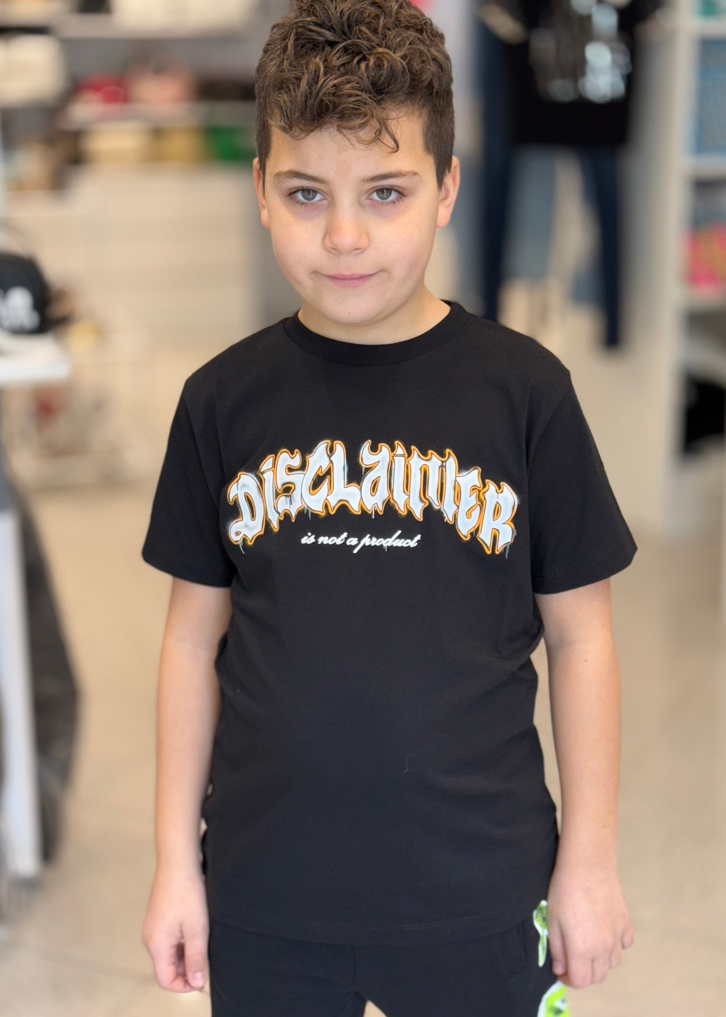 DISCLAIMER - T-shirt nera con logo bambino