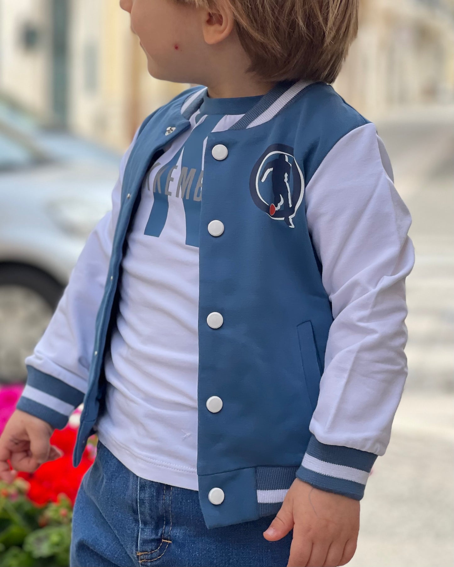 BIKKEMBERGS - Giacca neonato modello college azzurra