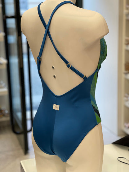 COTAZUR - CURVY - Costume intero azzurro e blu lurex