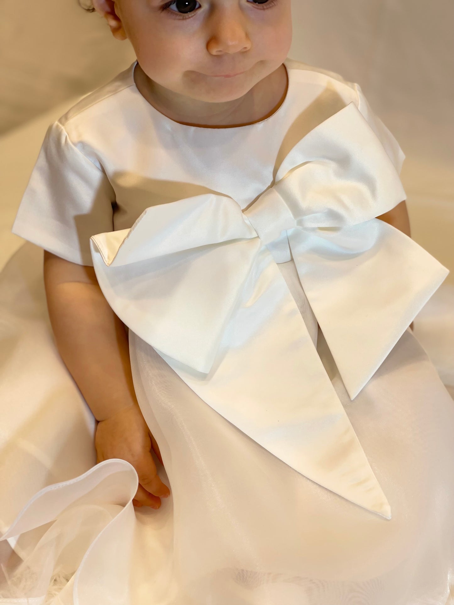 FUN FUN - COUTURE - Abitino bianco con maxi fiocco bambina