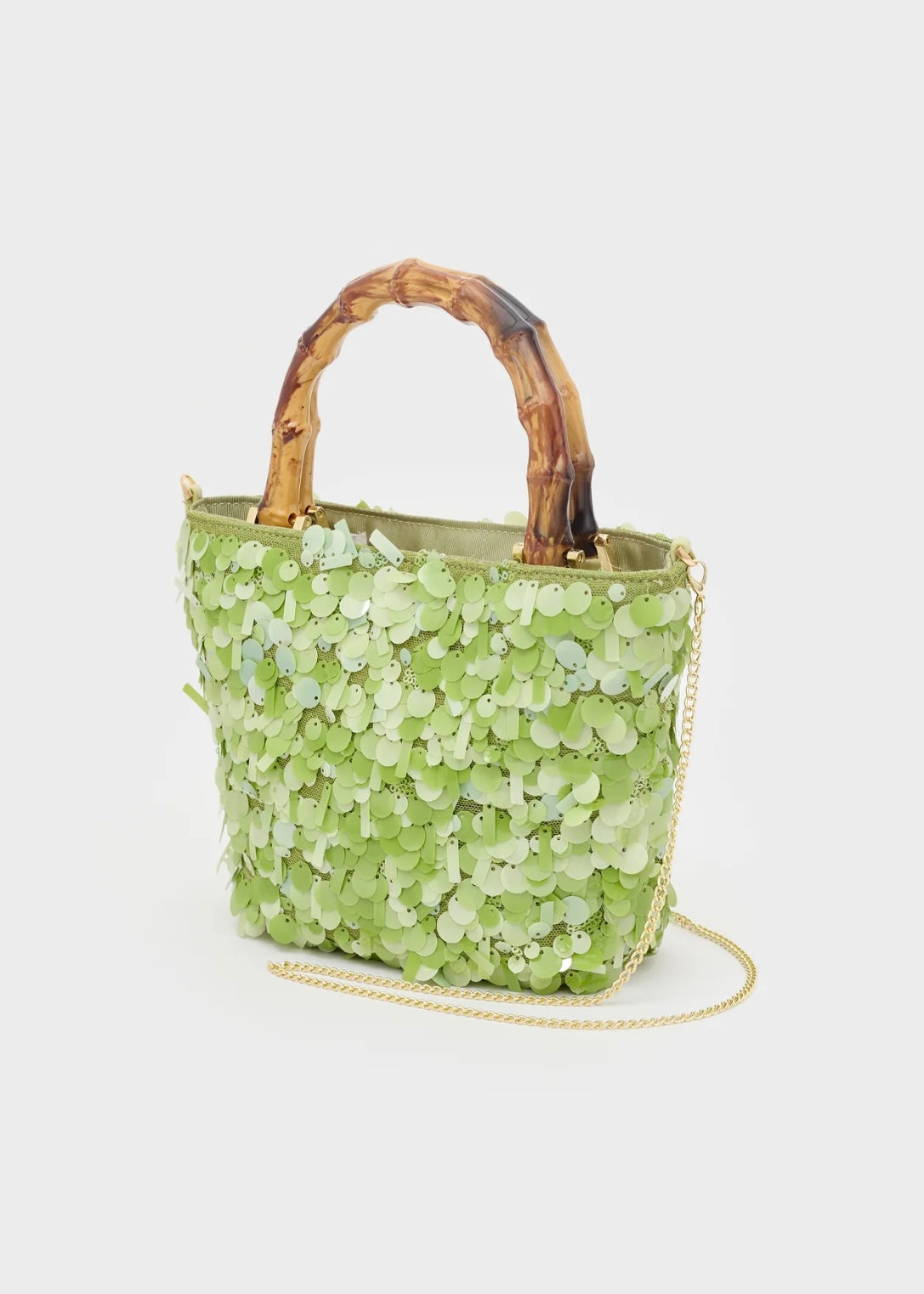 NALI - Borsa NIZZA manico bamboo con paillettes