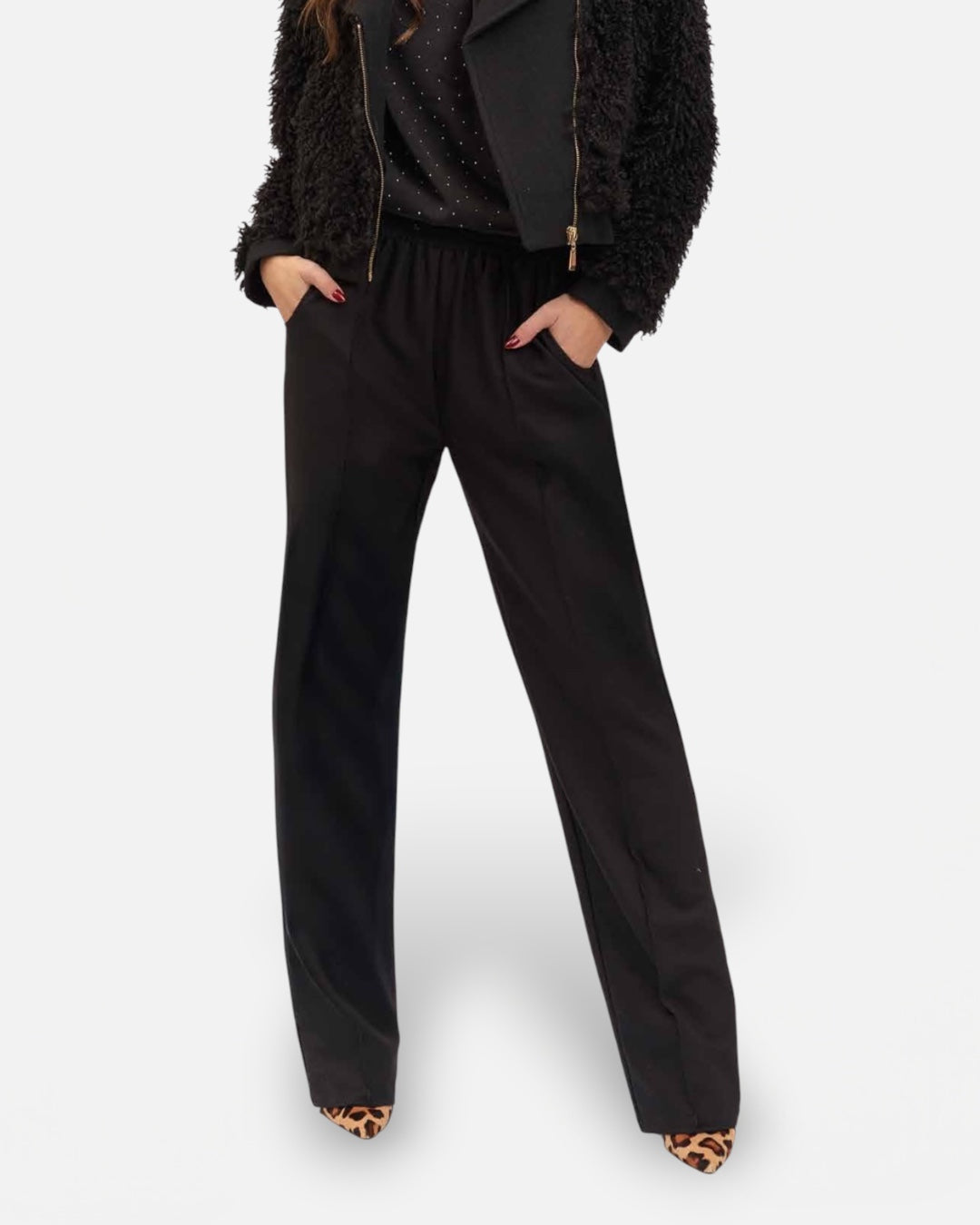 KORALLINE - Pantalone a palazzo con elastico in vita donna